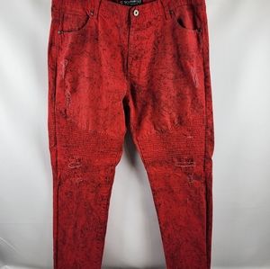 Southpole Vtg Y2K Loose Relaxed Jean 40x31 Men Red Black Distressed Hip Hop